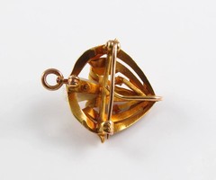 14k Gold Krementz Enamel Diamond Pearl Brooch Watch Pin Pendant