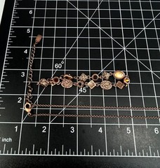 1928 BRAND Amber Glass Pendant Necklace Bracelet Set Faux Pearl Rhinestones VTG