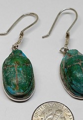 Vintage Egyptian Revival Scarab Earrings Dangle Drop Silver Tone