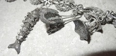 VINTAGE ANTIQUE OLD CHINESE EXPORT FILIGREE CHARM BRACELET SIGNED CHINA