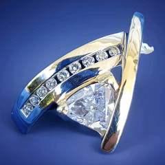 ORIGINAL EARTH MINED Triangle DIAMOND Engagement Ring SOLID 14K GOLD Solitaire 6