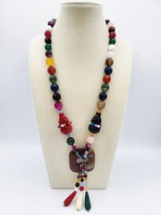 HUGE Asian Inspired Semi-Precious Stone Necklace 22″