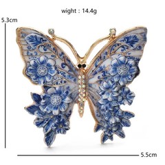 Vintage Big Flower Butterfly Brooch Pin – Rhinestone Mother’s Day Gift for Her