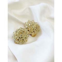 Vintage Lemon Yellow beaded cluster clip on earrings