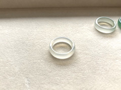 3Pcs Natural Translucent Green Agate Band Ring Set, Width about 5-6mm, Size 6-7