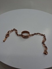 Vintage N.A. Kachina Dancer (Kokopelli) Solid Copper Link Bracelet & Ring Set