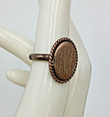 VTG 925 Monogram CME CEM Signet Ring Sz 4.75 Sterling Silver 5g Engraved Oval