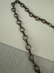 Vintage Style Bronze Tone Y Drop Necklace Champagne Amber Beads 22″