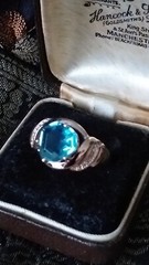 Vintage 1990-s 14 Ct Rolled Gold Aquamarine Ring Size UK O US 7 – Hallmarked!