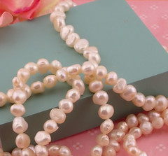 Vintage Baroque Creamy White Cultured Pearl 58″ Continuous Necklace