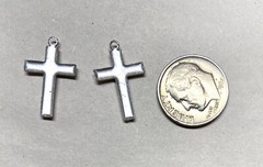 60x Vtg. Guilloche Enamel Charm – Simple Cross charm shape-Red Flower on White