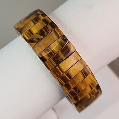 Vintage Tigers Eye Expandable Bracelet Hong Kong Stretch 6.5″