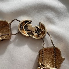 Vintage Gold Tone School Teacher Slide Charm Costume Estate Chunky Bracelet