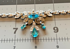 ORA Necklace Vintage 1940’s Blue Rhinestones Silver Tone Collar Length Signed