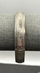 Vintage Heart Pattern Boho Love Silver Tone 11.5MM Bangle Bracelet 8”