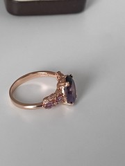 Vintage 1990-s 14 Ct Rolled Gold Amethyst Ring UK S 1/2, US 9 1/4- Hallmarked!