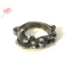 Vintage Brutalist Ring Sterling Silver Modernist Abstract Studio Artisan Sz 4.5