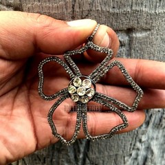 Vintage 5.40ct Genuine Old Mine Rose Antique Cut Diamond Silver Pendant Jewelery