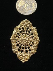 Large Vintage Gold Plated Brass Stamping for Jewelry Design NOS 22K Gold Plated