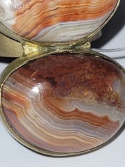 Vintage Aureus & Argent Ring Goldtone Multicolored Agate Statement Sz 6 Signed