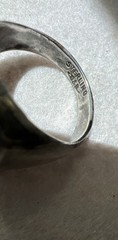 Vintage Clark & Coombs Sterling Silver Hematite Intaglio Signet Ring Sz 8, 7.3GM