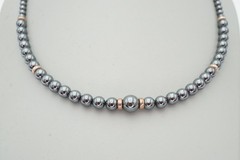 Vintage Sterling Silver 925 Hematite Necklace 18″