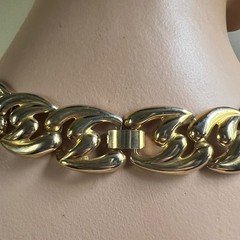 80s Chunky Gold Tone Curb Chain Statement Collar Necklace 18in
