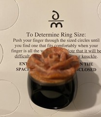 Vintage Onyx Silver Sponge Coral Carved Rose Ring Sz 6?