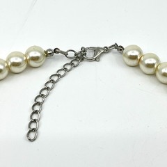 Vintage Cream Faux Pearl Graduated Choker Necklace with Rhinestone Rondelles