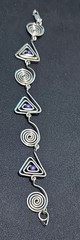 Vtg. 925 Sterling Silver Artisan Hand Wire Wrapped Spiral Amethyst Bracelet 7″