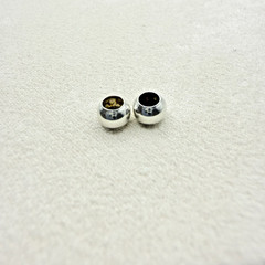 Vintage Sterling Silver Ball Stopper Slide On Bead Charms 2 Total for Bracelet