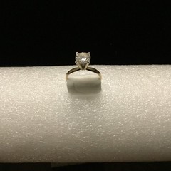 14K Gold Round Cut Solitaire CZ Dainty yet impressive Engagement/ Promise Ring
