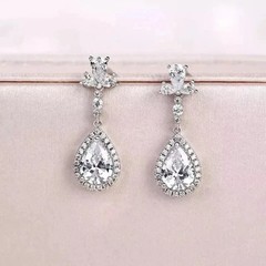 Art Deco Lab Created Diamond Drop/Dangle Antique Earring 14k White Gold Finish