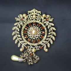 Vintage Medieval Bow Brooch Baroque Hollow Flower Rhinestone Pin