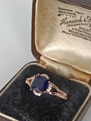 Vintage 1990-s 14 Ct Rolled Gold Sapphire Ring Size UK N US 6 3/4 – Hallmarked!