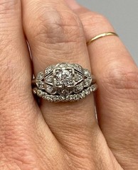 3Ct Art Deco Style Lab Created Diamond Engagement 14K White Gold Finish Ring