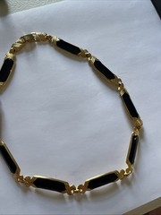 Black & Gold Tone Necklace 16” Choker