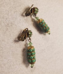 Vintage Austrian Green Crystal Dangle Earrings