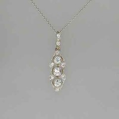 Art Deco Vintage Style Round Lab Created Diamond 14K White Gold Finish Pendant