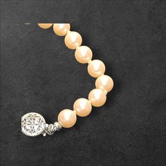 Nice Pale Pink Faux Pearl Hand Tied Bracelet Fancy Clasp 6mm 7″