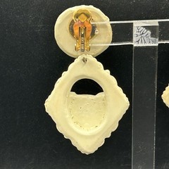 Vintage 80s 90s Jeff Lieb Elephant Clip-On Earrings Cream Gold