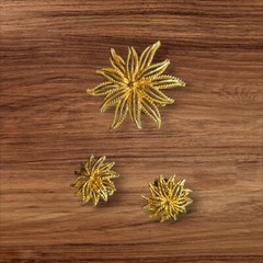 Vintage Gold-Tone Starburst Brooch & Clip-On Earrings Set Costume Jewelry