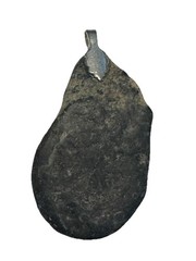 Teardrop Freeform Stone Pendant Gray/Black Speckled w/ Metal Bail 2 in 6012
