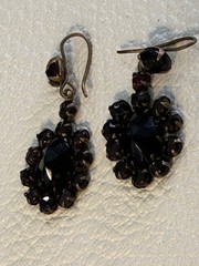 Antique Bohemian Czech Garnet Glass Rhinestone Drop Earrings