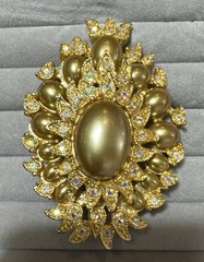 Vintage Oversized Pendant/Brooch With Faux Pearls And Rhinestones