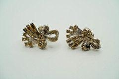 Vintage 2.7cm Rhinestone Screw Back Earrings Missing a Few Stones EB3