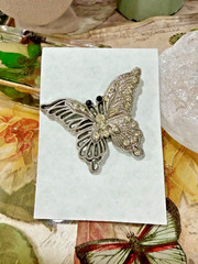 Butterfly Tact Pin, Silver-tone Filigree-style Gift for Her, Mom, Spring
