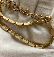 Vintage Rectangle Bar Box Link Chain Necklace 16” Gold Tone Adjustable 17.25g