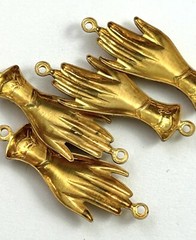 Vintage Connectors Lot Victorian Woman Hand Brass Stampings Jewelry Making Craft