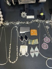 Vintage To Now Lot Silver tone Jewelry Necklace Bracelet Earrings Ring Belt